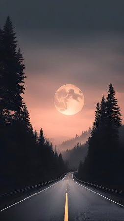 Ночная дорога скачать фон 2160 x 3840