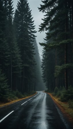 Лесная дорога скачать фон 1080 x 1920