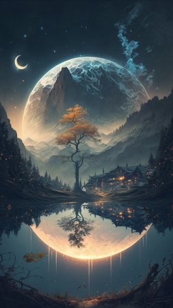 Пейзаж луны скачать фон 1080 x 1920