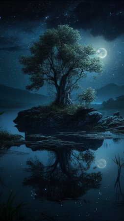 Ночная природа скачать фон 1424 x 2532