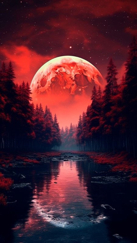 Красная луна скачать фон 1080 x 1920