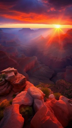 Grand canyon at sunrise скачать фон 1080 x 1920
