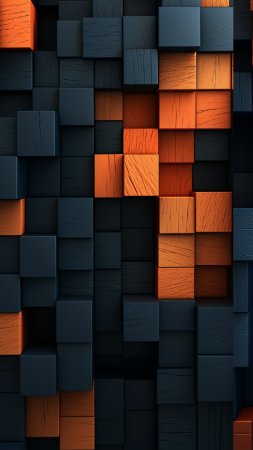 An orange and black background made up of wooden blocks скачать фон 1424 x 2532