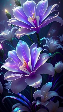Purple flowers in starry night скачать фон 1080 x 1920