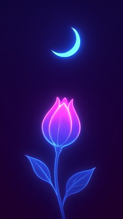 Неоновая роза скачать фон 1424 x 2532