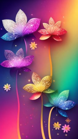Неоновые цветы скачать фон 1080 x 1920