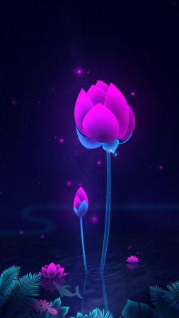 Neon flower скачать фон 1424 x 2532