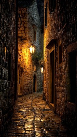 Alleyway at night скачать фон 1080 x 1920