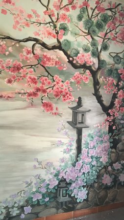 Рисунок сакуры на стене