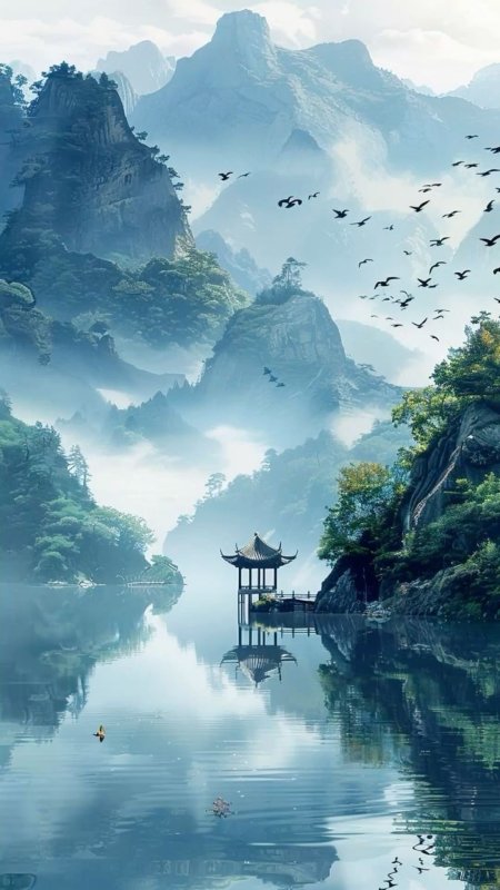 Chinese landscape скачать фон 1080 x 1920