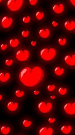 Red hearts on black background wallpaper