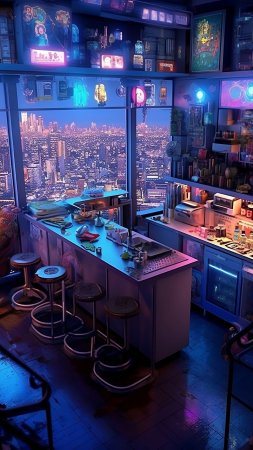 Интерьер киберпанк