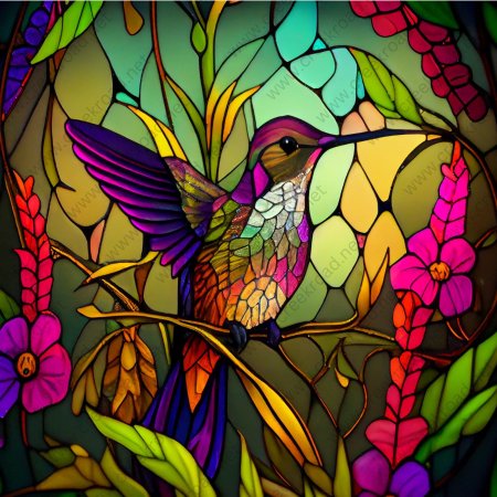 Stained glass hummingbird скачать фон 2048 x 2048