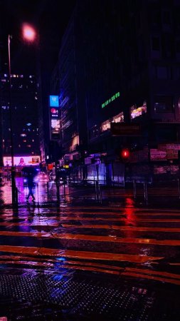 Neon city rain