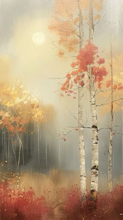 Осенние пейзажи акварелью скачать фон 1080 x 1920
