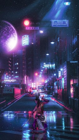 Cyberpunk samurai неон