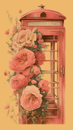 Red telephone booth скачать фон 1424 x 2532