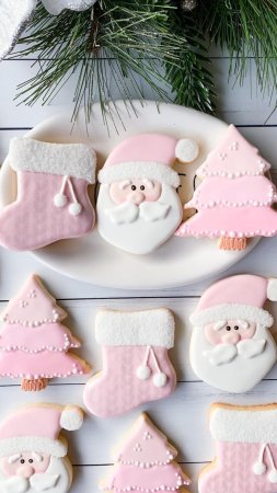 Christmas cookies decorated скачать фон 1080 x 1920