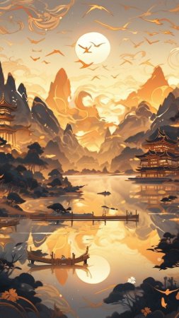 Китайские пейзажи скачать фон 720 x 1280