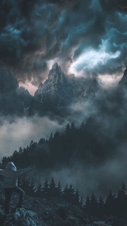 Туман горы скачать фон 720 x 1280
