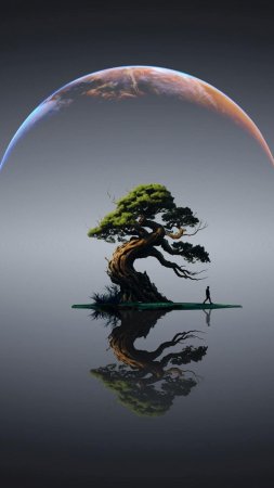 Дерево бонсай скачать фон 1080 x 1920