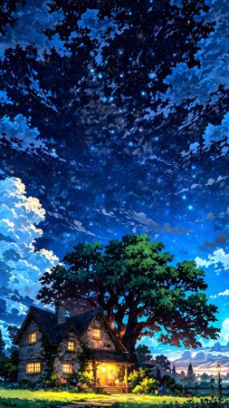 Пейзаж ночной скачать фон 1424 x 2532