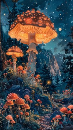 Mushroom art скачать фон 1080 x 1920