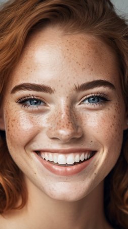 Beautiful lady freckles big smile
