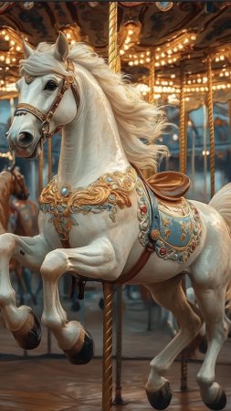 Majestic carousel horse in motion скачать фон 1080 x 1920