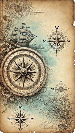 Vintage pirate map background compas скачать фон 1080 x 1920