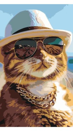 Кот в очках на пляже