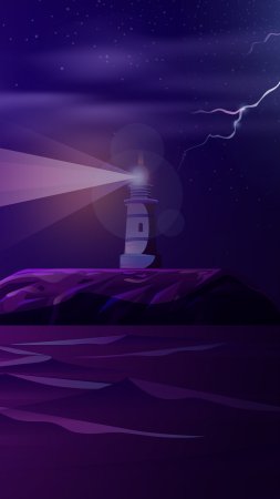 Маяк море ночь