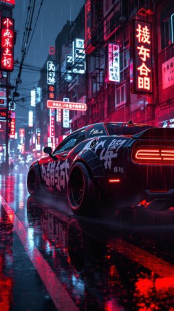 Dodge Challenger в киберпанке