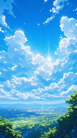 Фон аниме-пейзажа Sky ciel