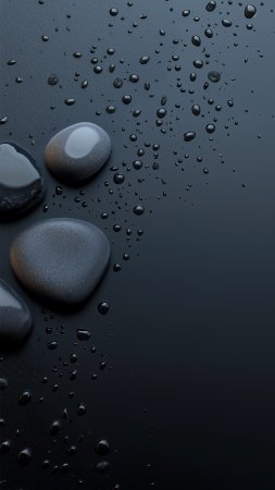Капли воды на темной поверхности