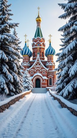 Православный храм зимой