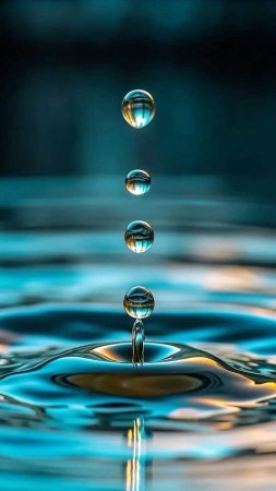 Капля воды падает в воду