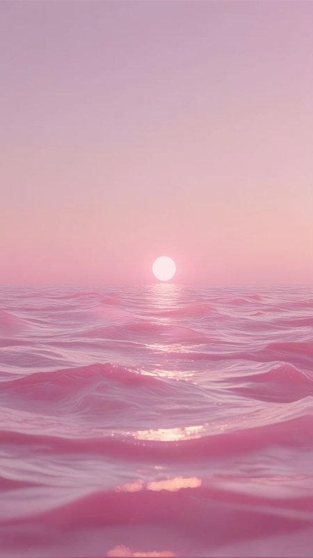 Розовое море, солнце