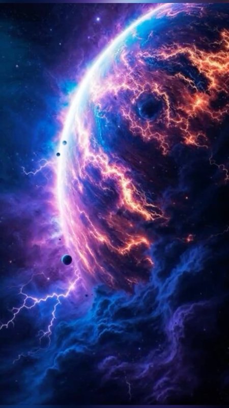 Космос, планета, энергия, молнии
