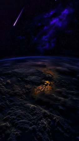 Земля в ночном космосе