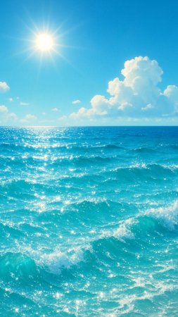 Синее море, солнце, облака