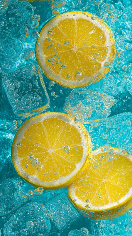 Лимоны, лед, вода