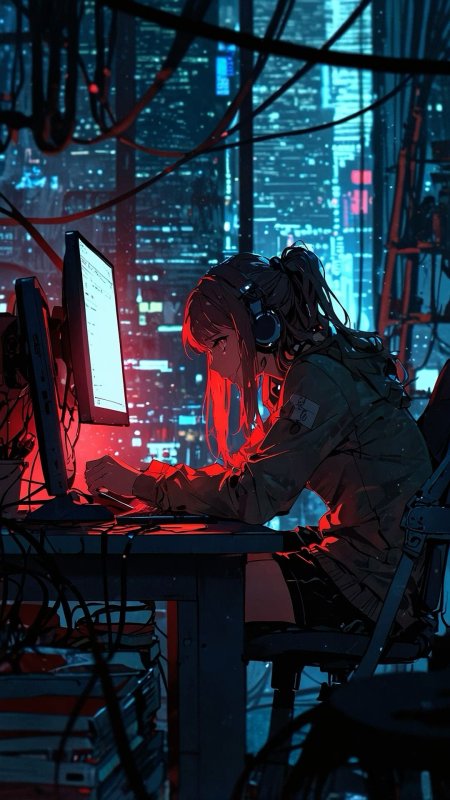 Обои аниме киберпанком