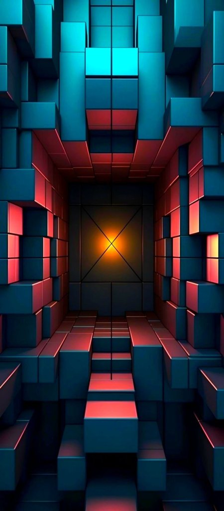 Абстрактный фон с кубом, визуализированным в 3D.