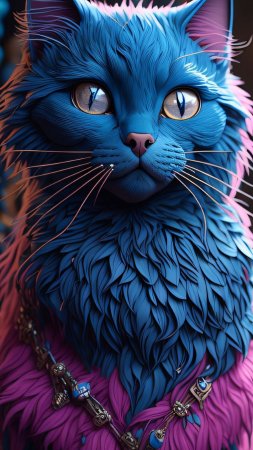 Синяя кошка арт