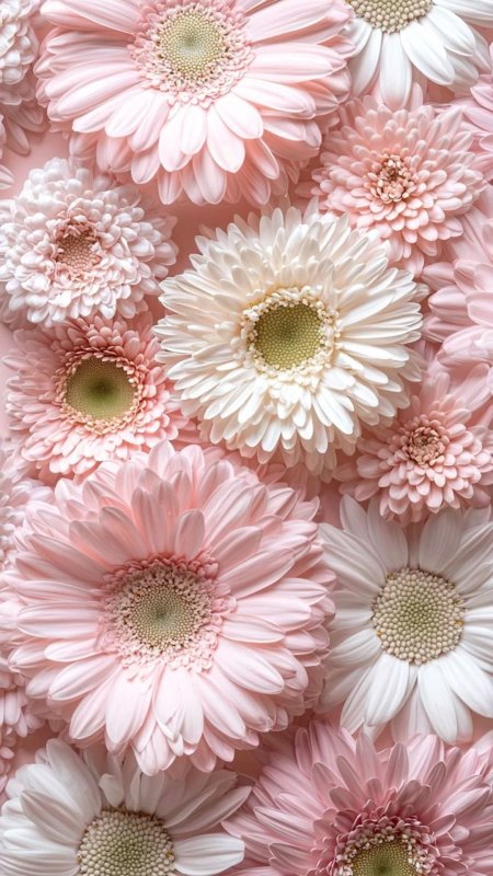 Pink and white daisy герберы обои