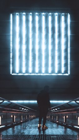 Одиночество неон скачать фон 2160 x 3840