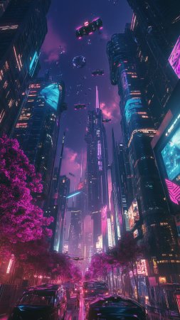 Город в стиле киберпанк