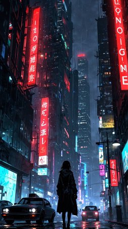 Киберпанк-ночной город