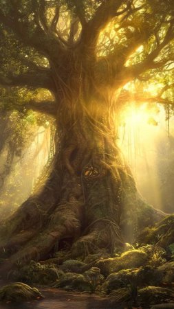 Дерево фэнтези скачать фон 720 x 1280